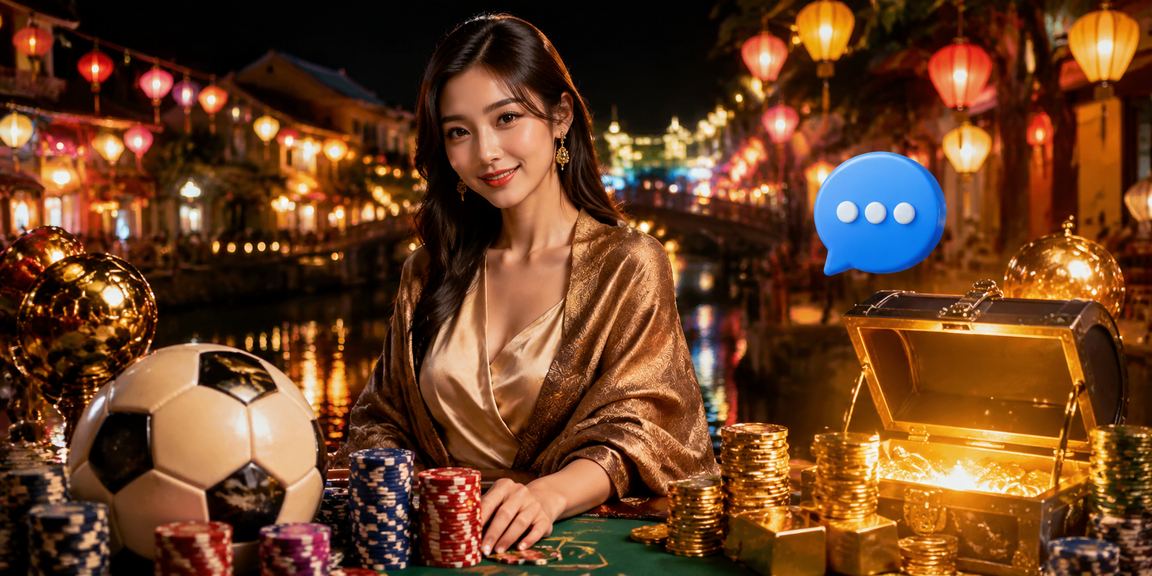 Người dùng xem kết quả cá cược bóng đá dưới ánh đèn lồng Hội An về đêm