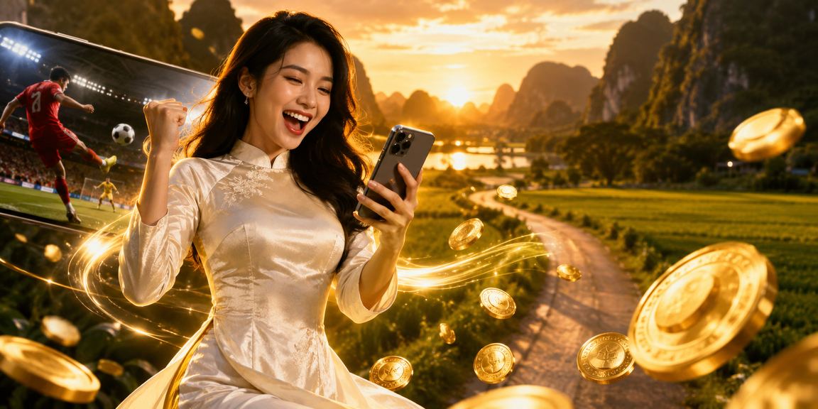 Người mặc áo dài trải nghiệm mobile casino tại Ninh Bình trên điện thoại
